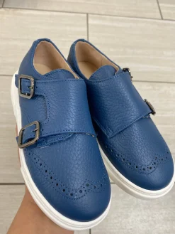 BluBlonc Blue Pebbled Wingtip Dress Sneaker Discount
