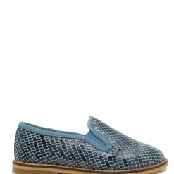 Tassel Children Shoes Blublonc Blue Snakeskin Smoking Loafer Fashion