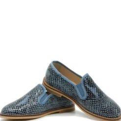 Tassel Children Shoes Blublonc Blue Snakeskin Smoking Loafer Fashion