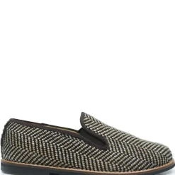 BluBlonc Brown Herringbone Smoking Loafer Discount