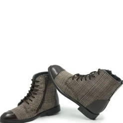 BluBlonc Brown Plaid Captoe Zipper Boot Outlet
