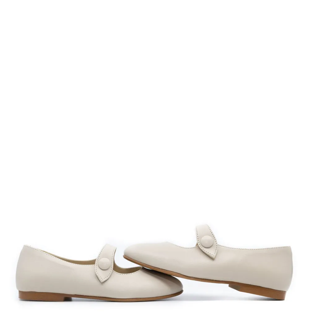 BluBlonc Cream Leather Pointed Mary Jane Discount