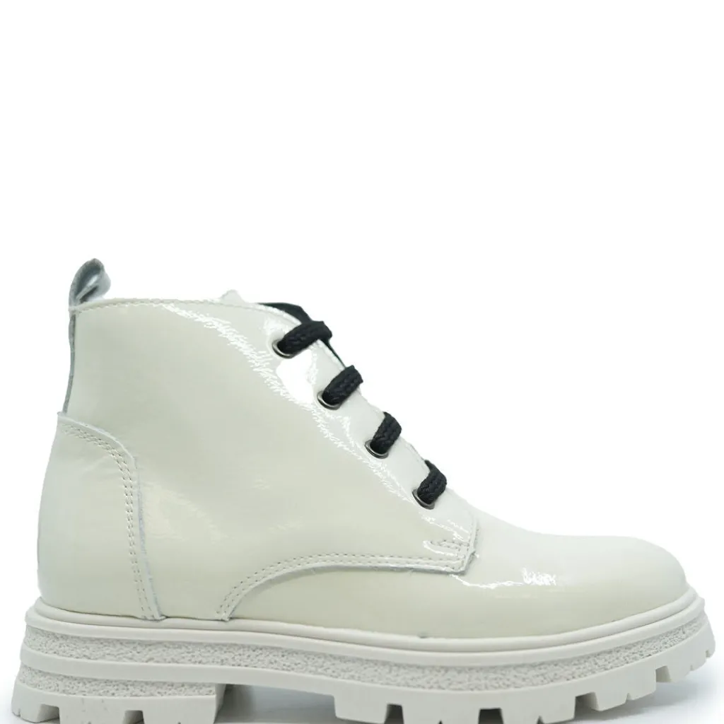 BluBlonc Cream Patent Chunky Sole Bootie Best