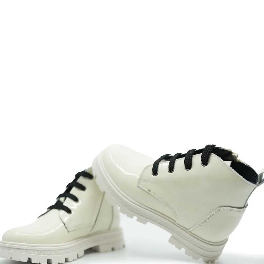 BluBlonc Cream Patent Chunky Sole Bootie Best