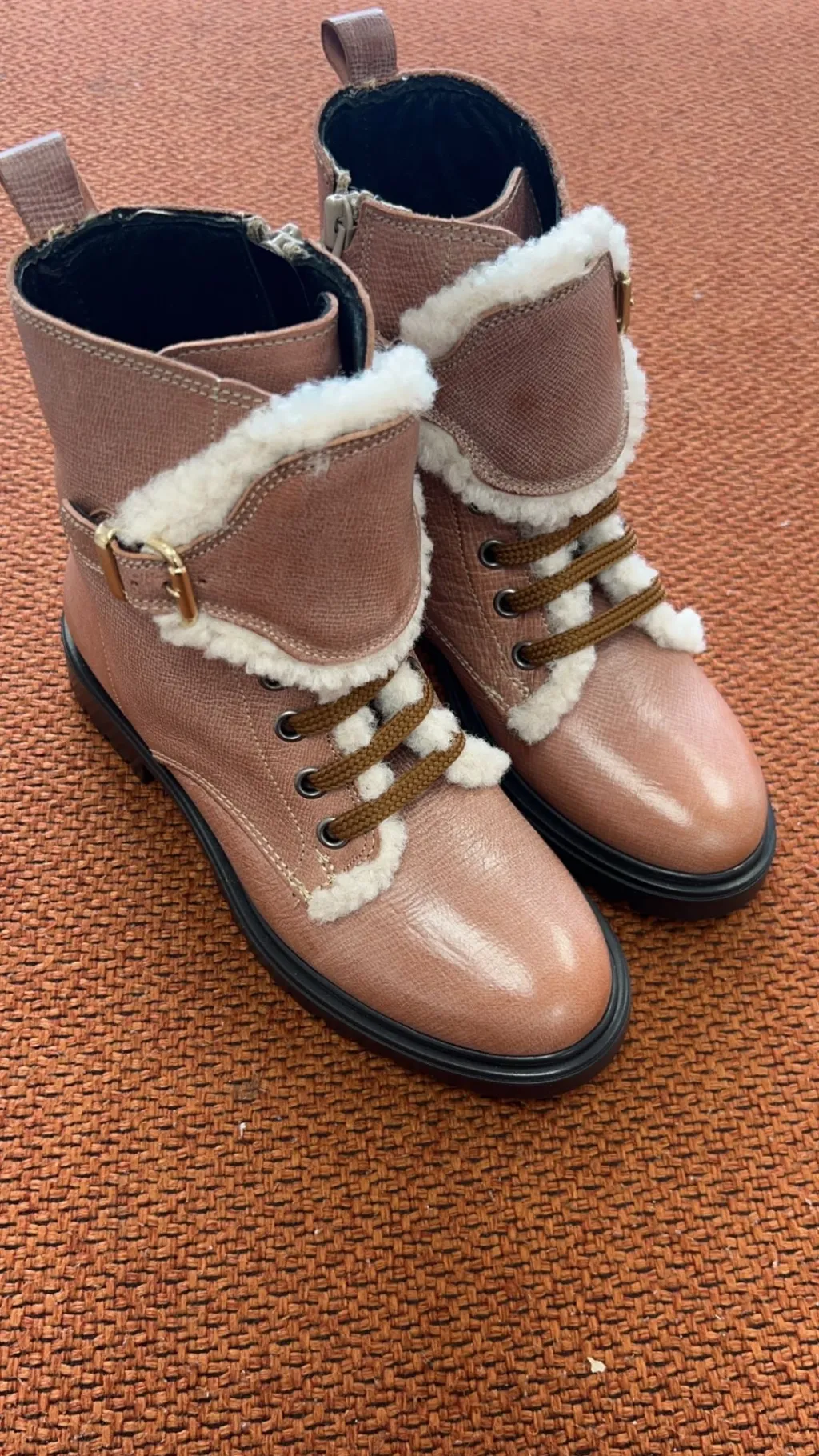 BluBlonc Dusty Pink Fur Strap Bootie Best