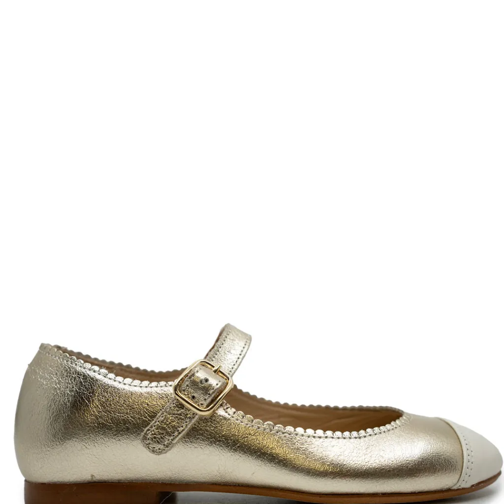 BluBlonc Gold and Cream Scalloped Mary Jane Hot