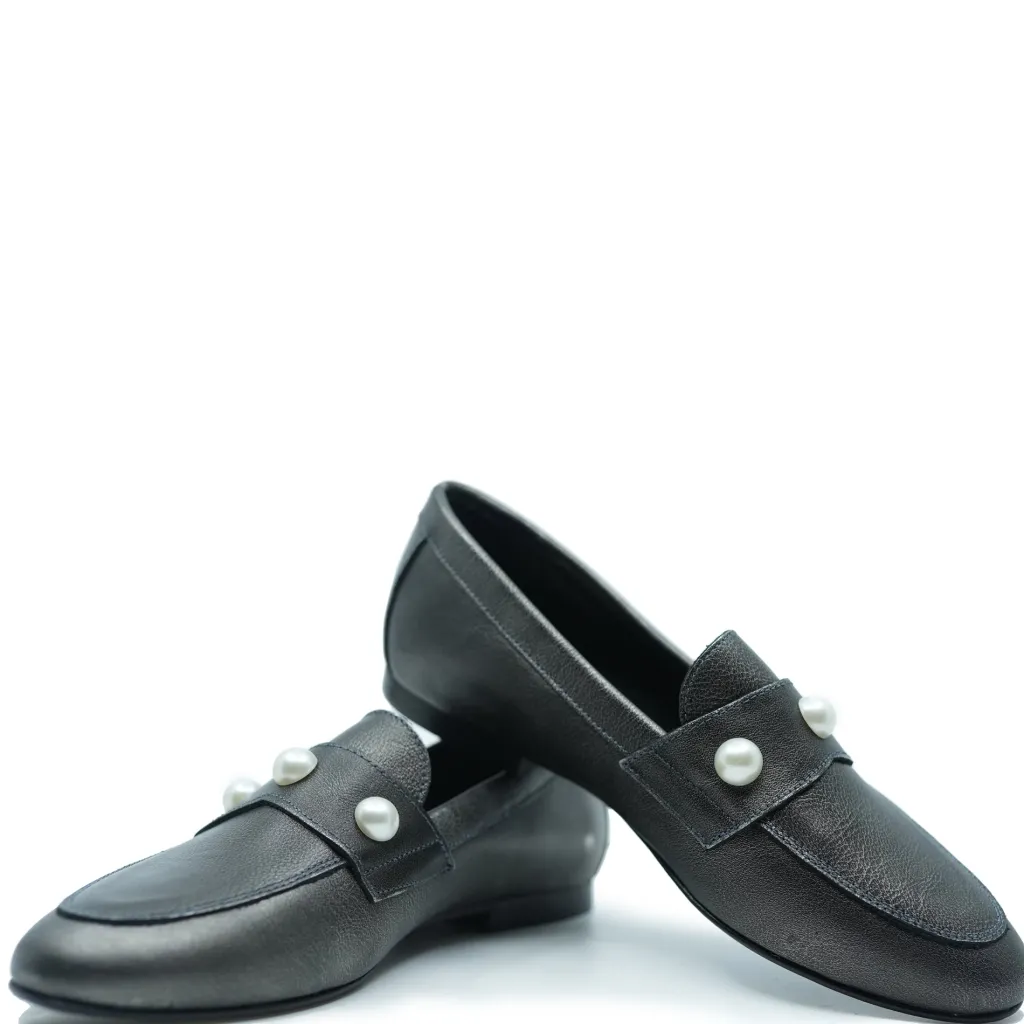 BluBlonc Gunmetal Pearl Loafer Clearance
