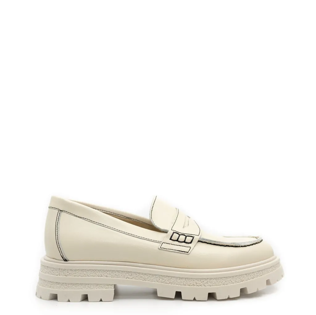 BluBlonc Ivory Monochromatic Chunky Penny Loafer Best