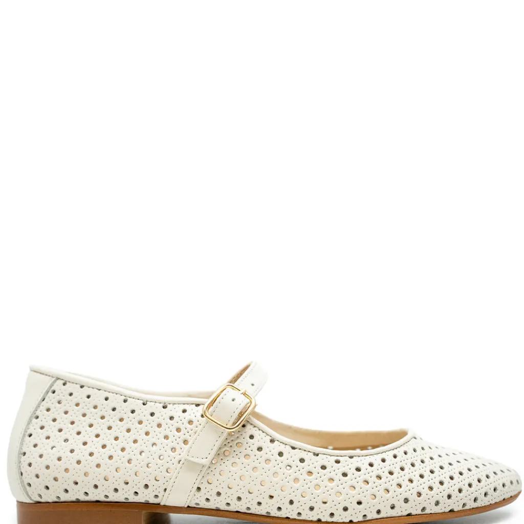 BluBlonc Ivory Perforated Mary Jane Clearance