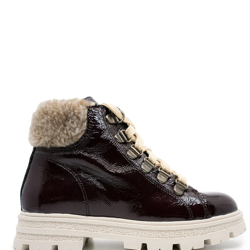BluBlonc Maroon Patent Sherpa Bootie Online