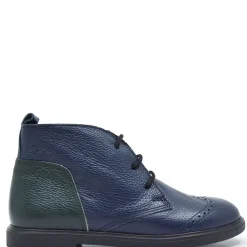 BluBlonc Navy and Green Wingtip Bootie Best
