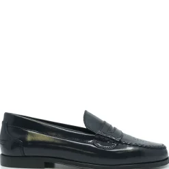 BluBlonc Navy Florentic Perforated Penny Loafer Discount