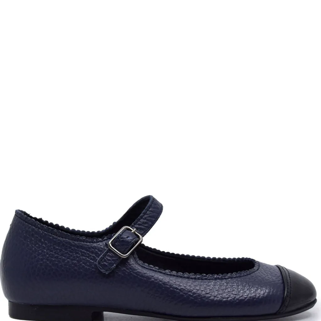 BluBlonc Navy Pebbled Captoe Mary Jane Hot