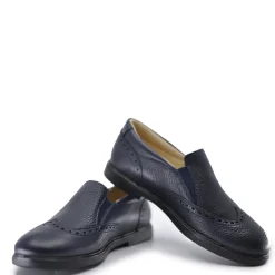 BluBlonc Navy Pebbled Wingtip Dress Shoe Discount