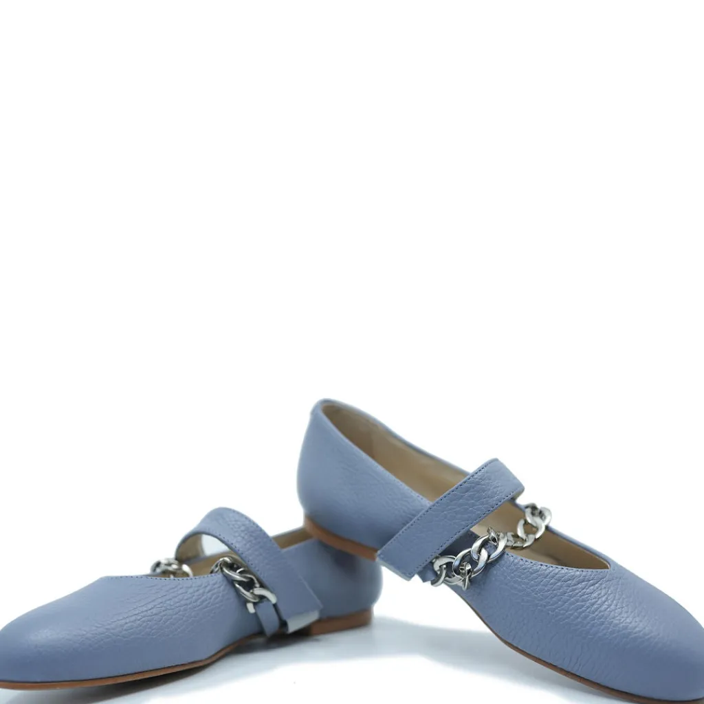 BluBlonc Pale Blue Chain Elastic Mary Jane Hot