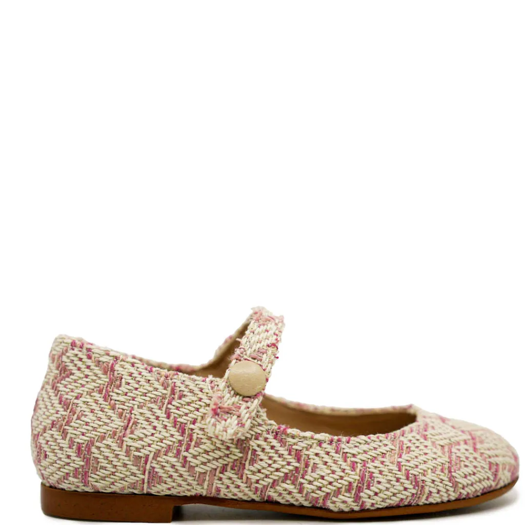 BluBlonc Pink Heart Tweed Mary Jane Fashion