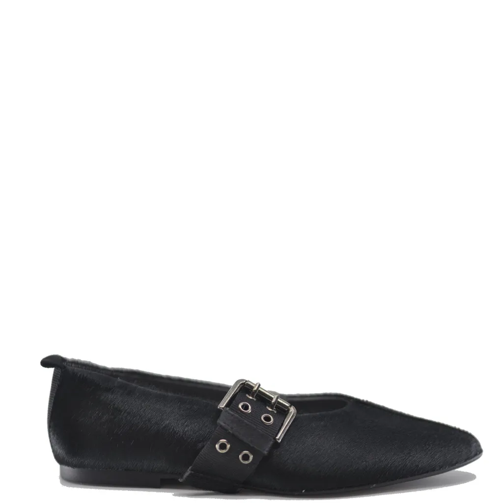 BluBlonc Pony Hair Pointed Buckle Flat Clearance