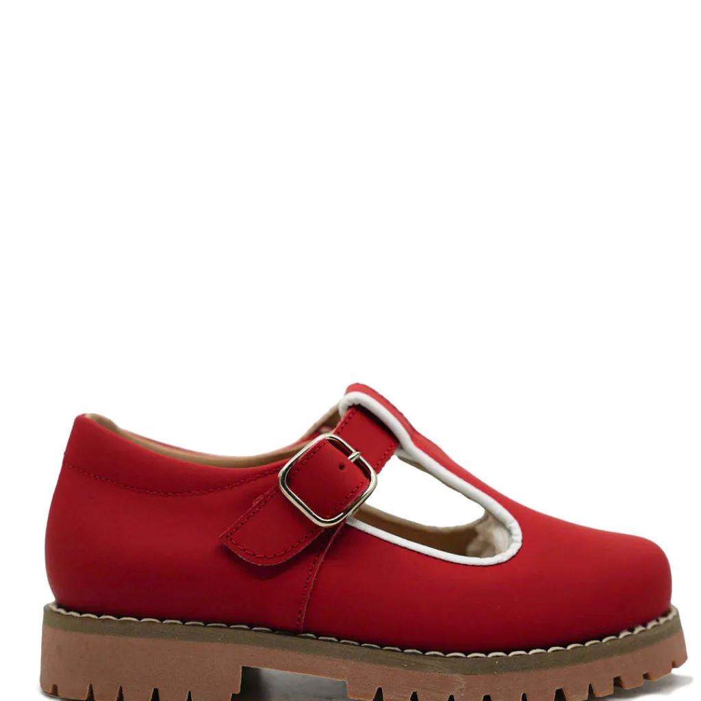 BluBlonc Red Gum T Strap Loafer New