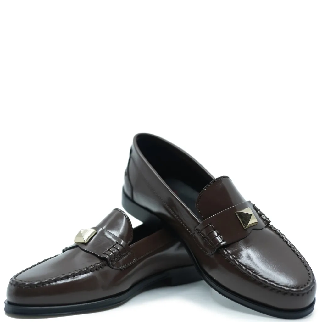 BluBlonc Roman Stud Almond Toe Loafer Discount