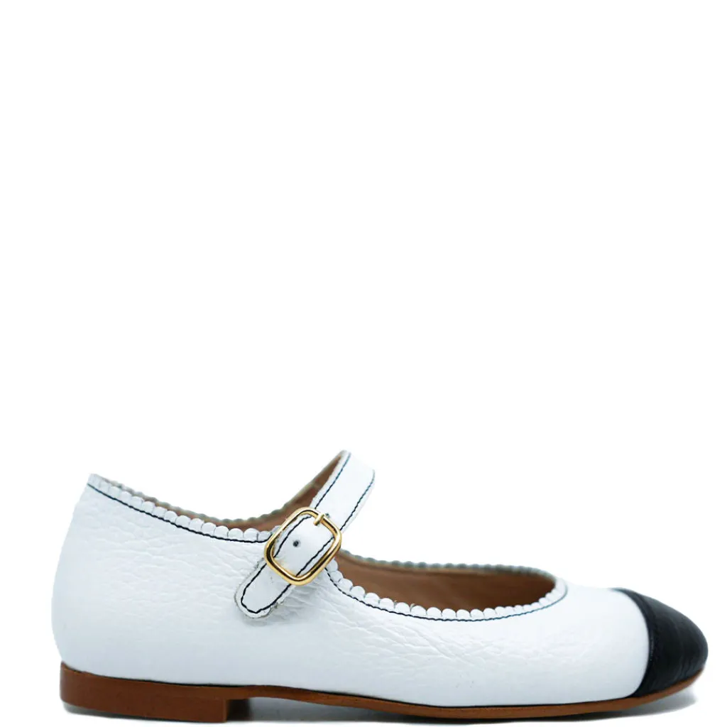 BluBlonc White and Black Captoe Mary Jane Outlet
