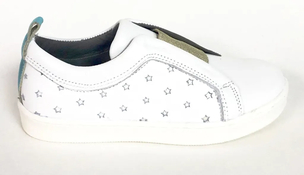 BluBlonc White and Gold Star Sneaker Hot