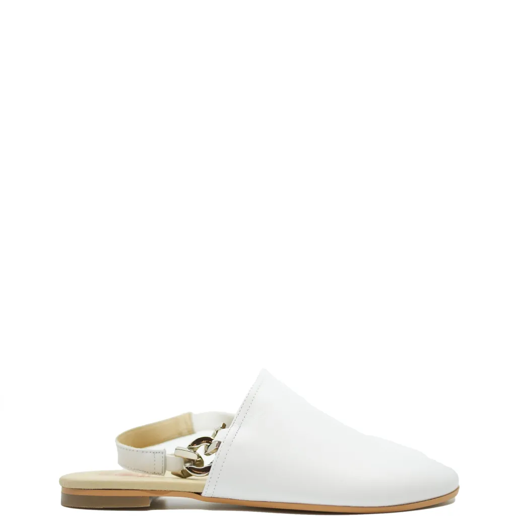 BluBlonc White Chain Mule Clearance