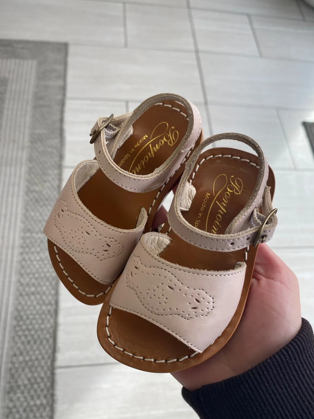 Bonpoint Rose Leather Baby Sandal Outlet