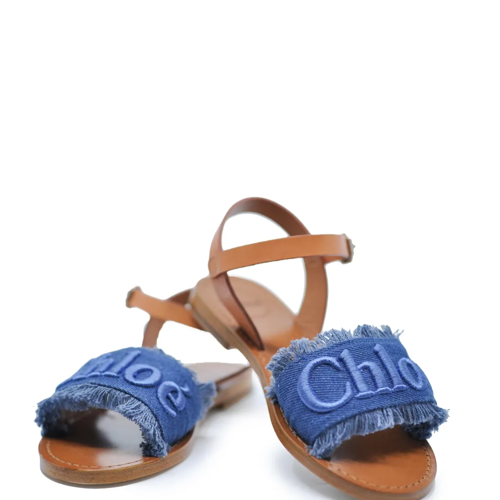 Chloe Denim Logo Sandal New