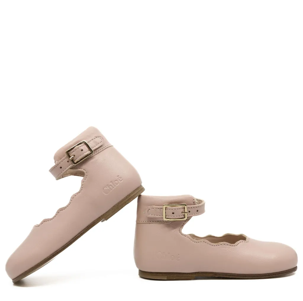 Chloe Dust Rose Scalloped Baby Shoe Discount