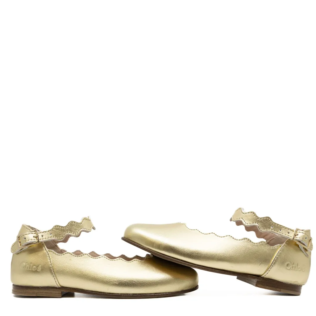 Chloe Gold Scalloped Mary Jane Discount
