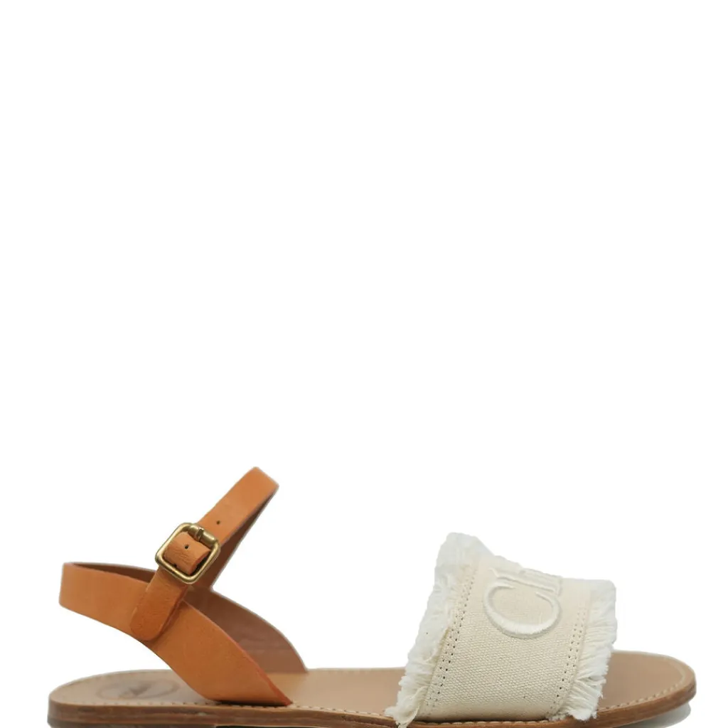 Chloe Ivory Logo Buckle Sandal Fashion