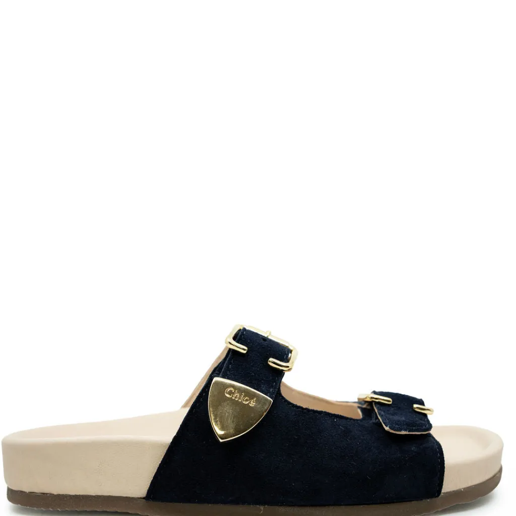 Chloe Navy Strap Slide Sale
