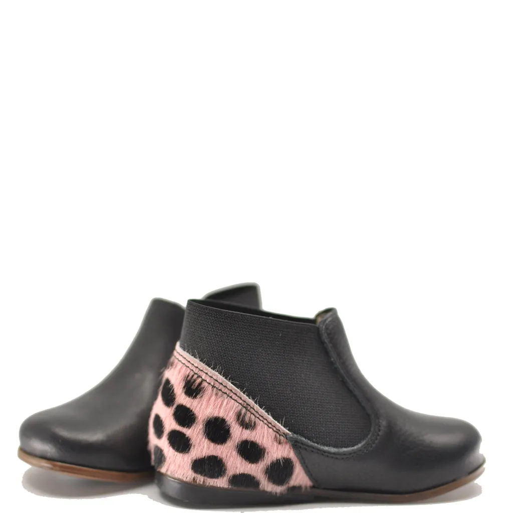 Emel Black and Pink Elastic Baby Bootie New