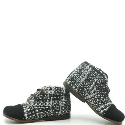 Emel Black and White Tweed Captoe Baby Bootie Outlet