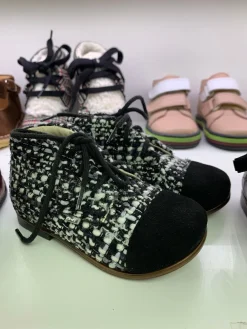 Emel Black and White Tweed Captoe Baby Bootie Outlet