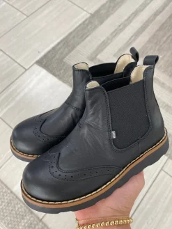 Emel Black Leather Wingtip Bootie Sale