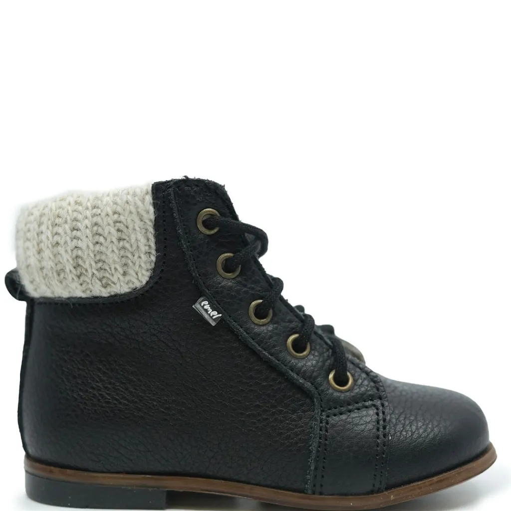 Emel Black Pebbled Knit Cuff Baby Bootie Hot