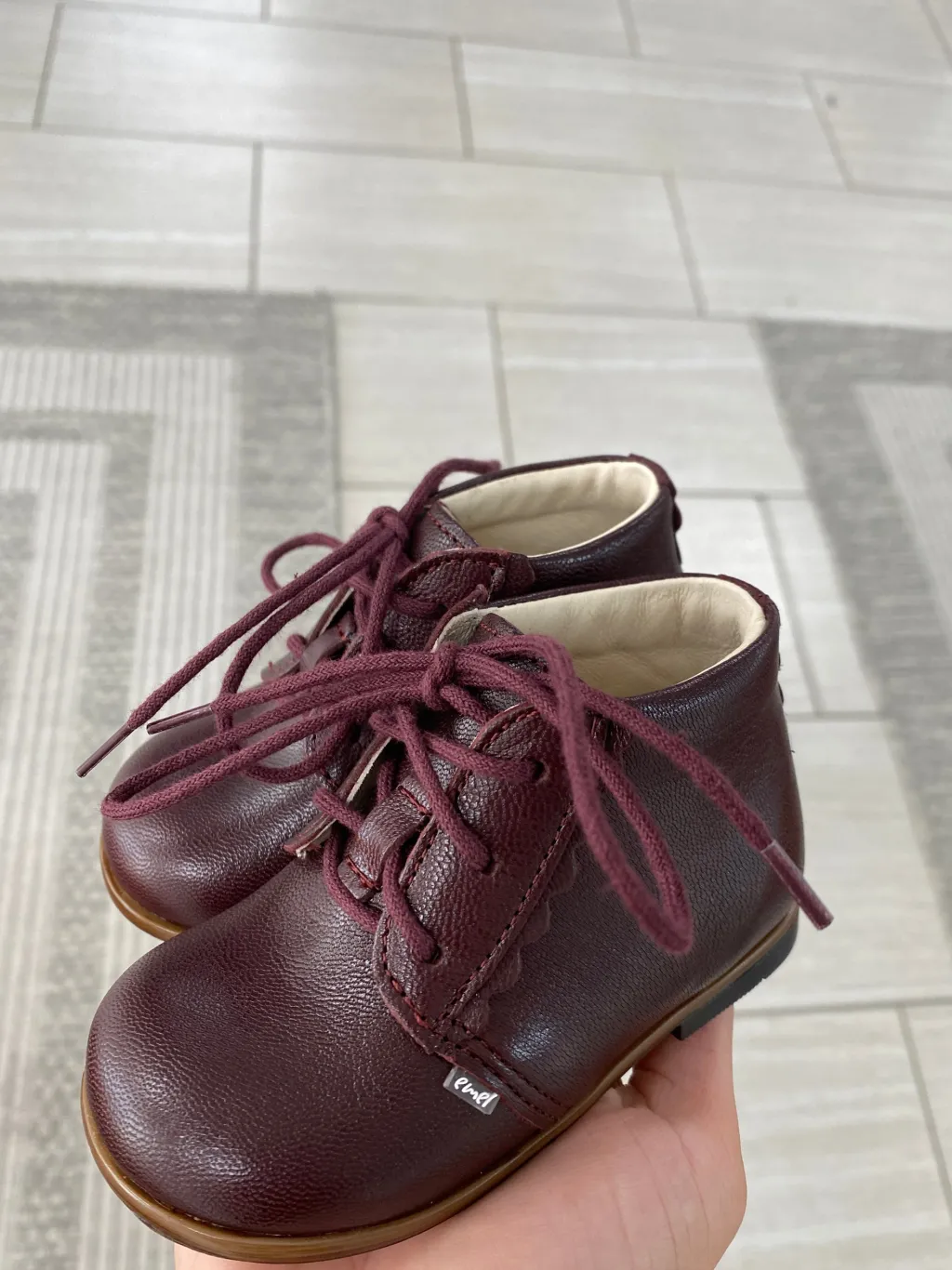 Emel Dark Burgundy Scalloped Baby Bootie Best