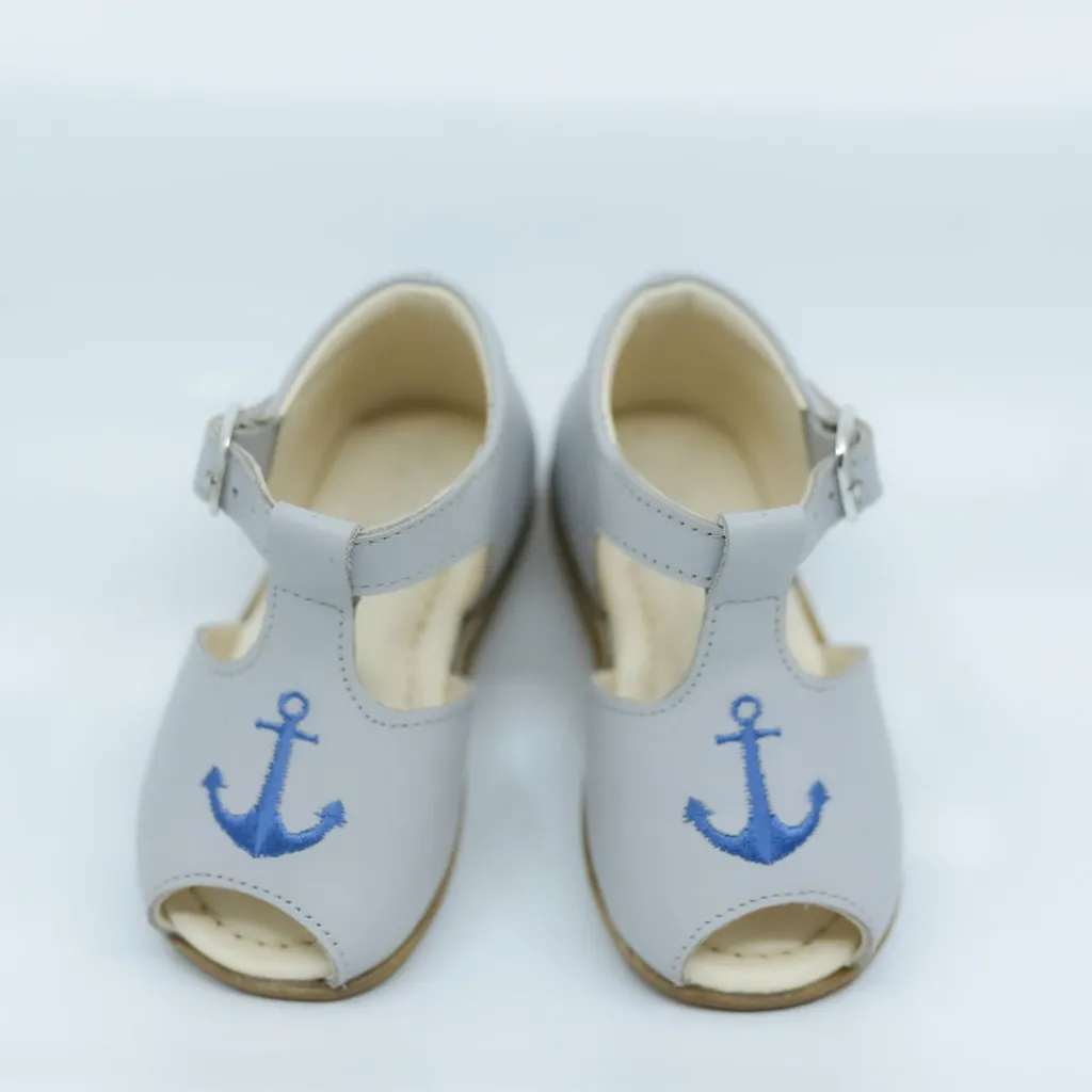 Emel Gray and Navy Anchor Baby Sandal Hot