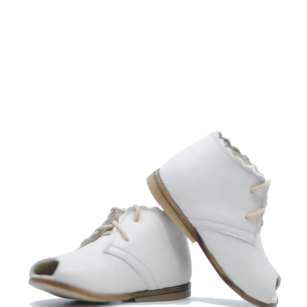 Emel Off White Scalloped Open Toe Bootie Best