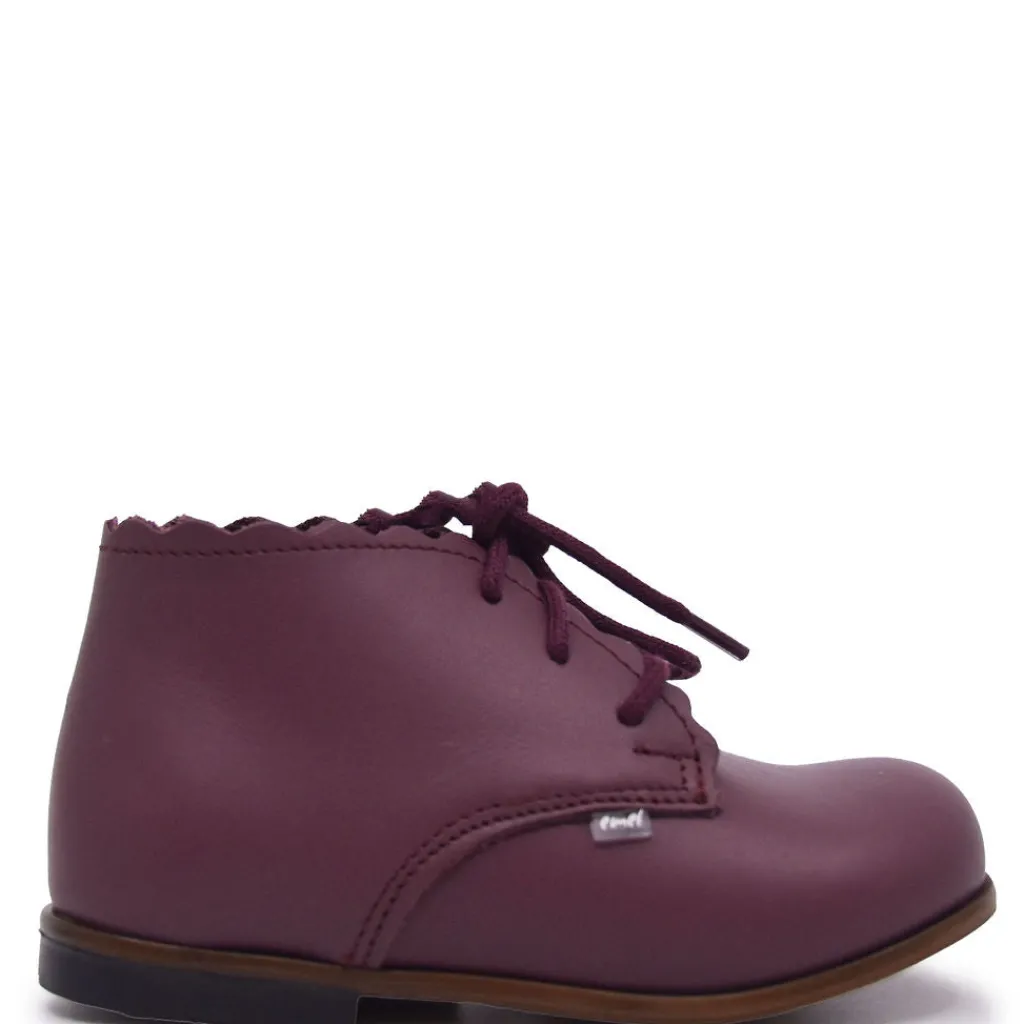 Emel Plum Scalloped Baby Bootie Hot