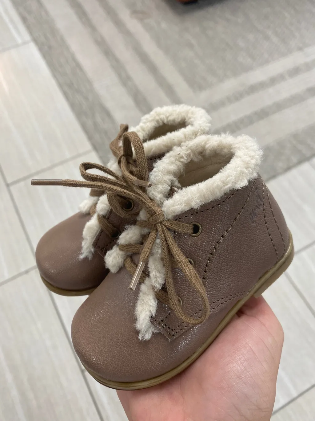 Emel Taupe Fur Trim Baby Bootie Discount