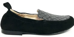 Hoo Black Suede/Silver Elastic Loafer Discount