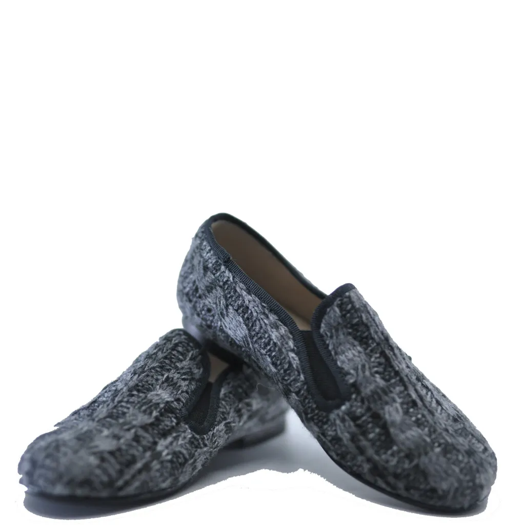 Hoo Gray Cableknit Smoking Loafer New