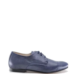 Hoo Navy Textured Leather Lace-Up Outlet