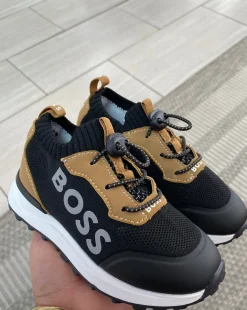 HUGO BOSS Black and Brown Sock Sneaker New