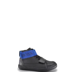 HUGO BOSS Black Leather and Royal Blue Sneaker Discount