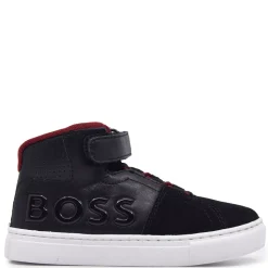 HUGO BOSS Black Leather Mid Top Sneaker Online