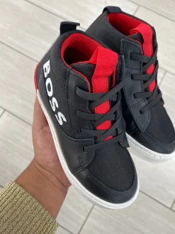 HUGO BOSS Black Velcro Mid Top Sneaker Discount