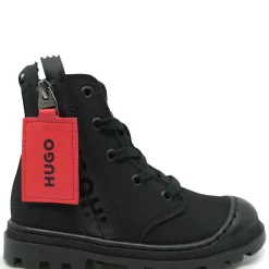 HUGO BOSS Black Zipper Combat Boot New